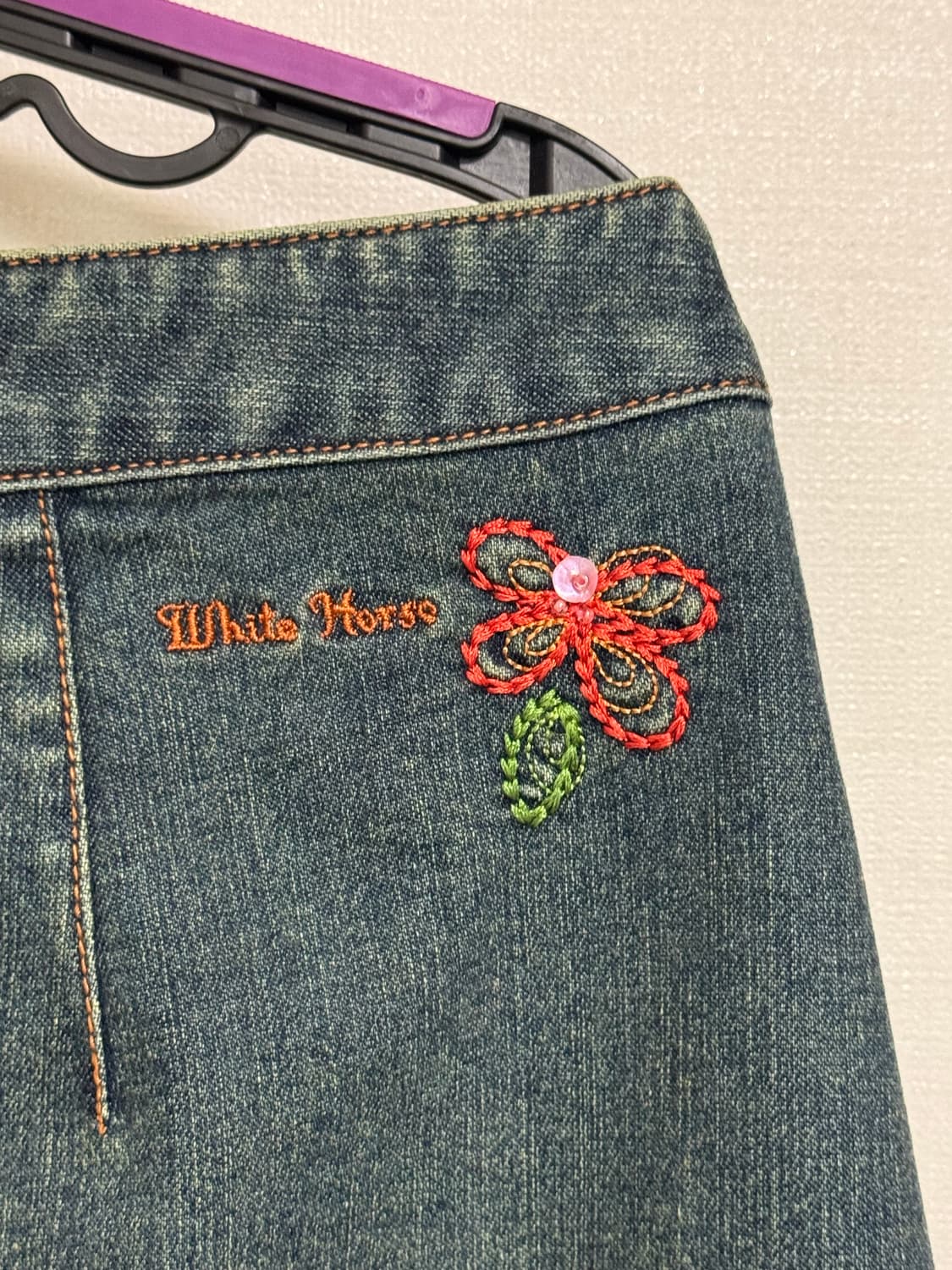 모리걸 자수 청스커트 상품이미지3