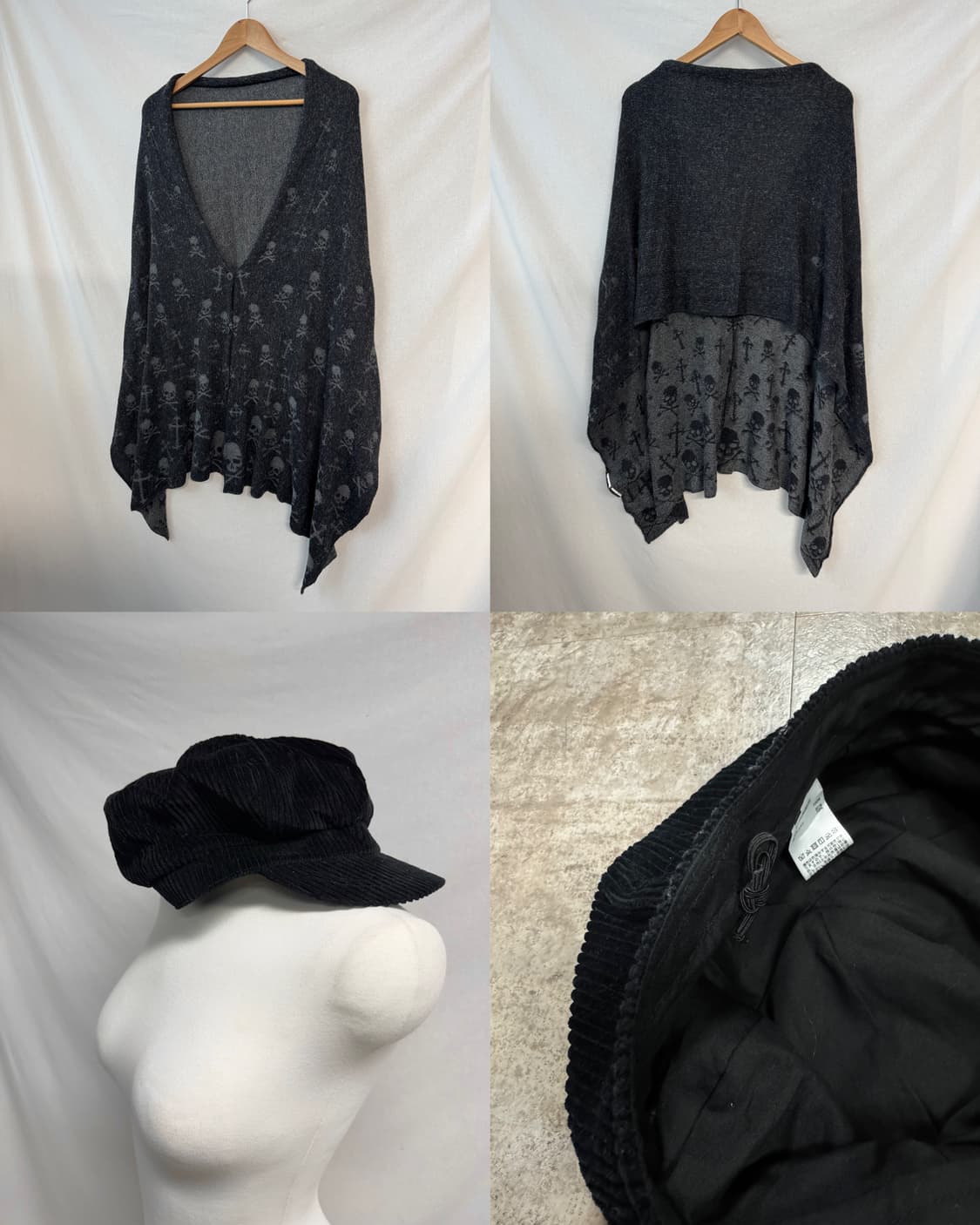 스컬 케이프 가디건 스트라이프 원피스 뉴스보이캡 3pcs SET 상품이미지6