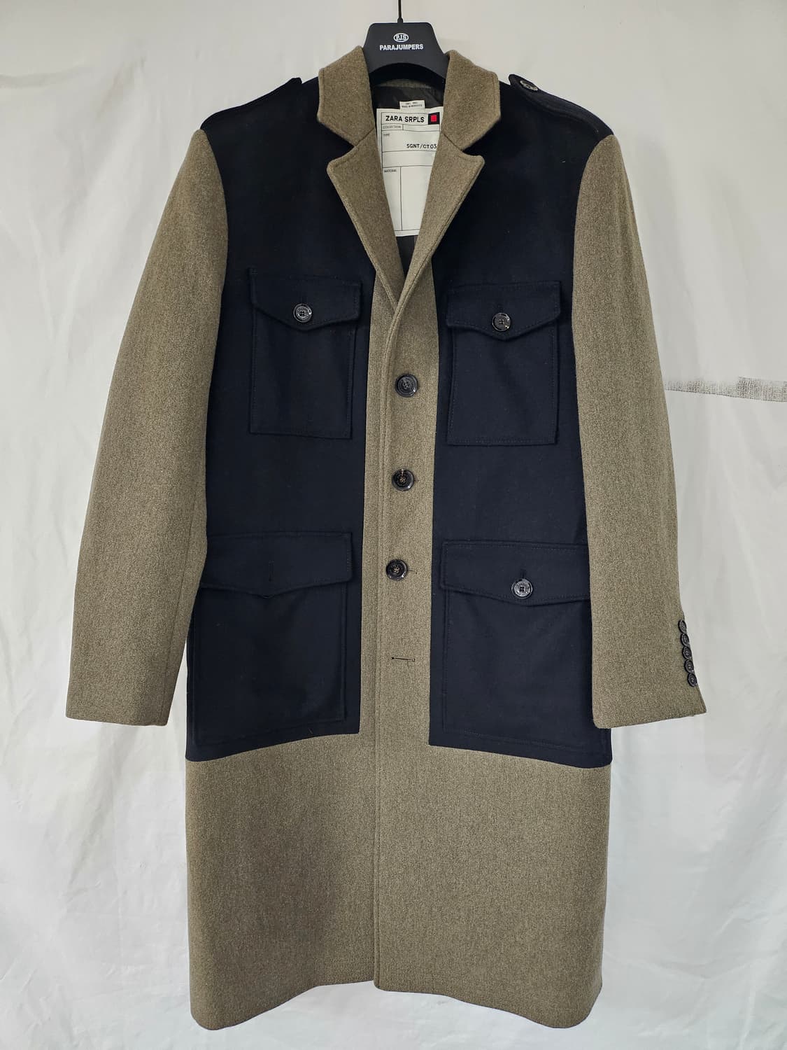 자라 SRPPLS 밀리터리 블랙/카키 롱 코트 L 상품이미지1