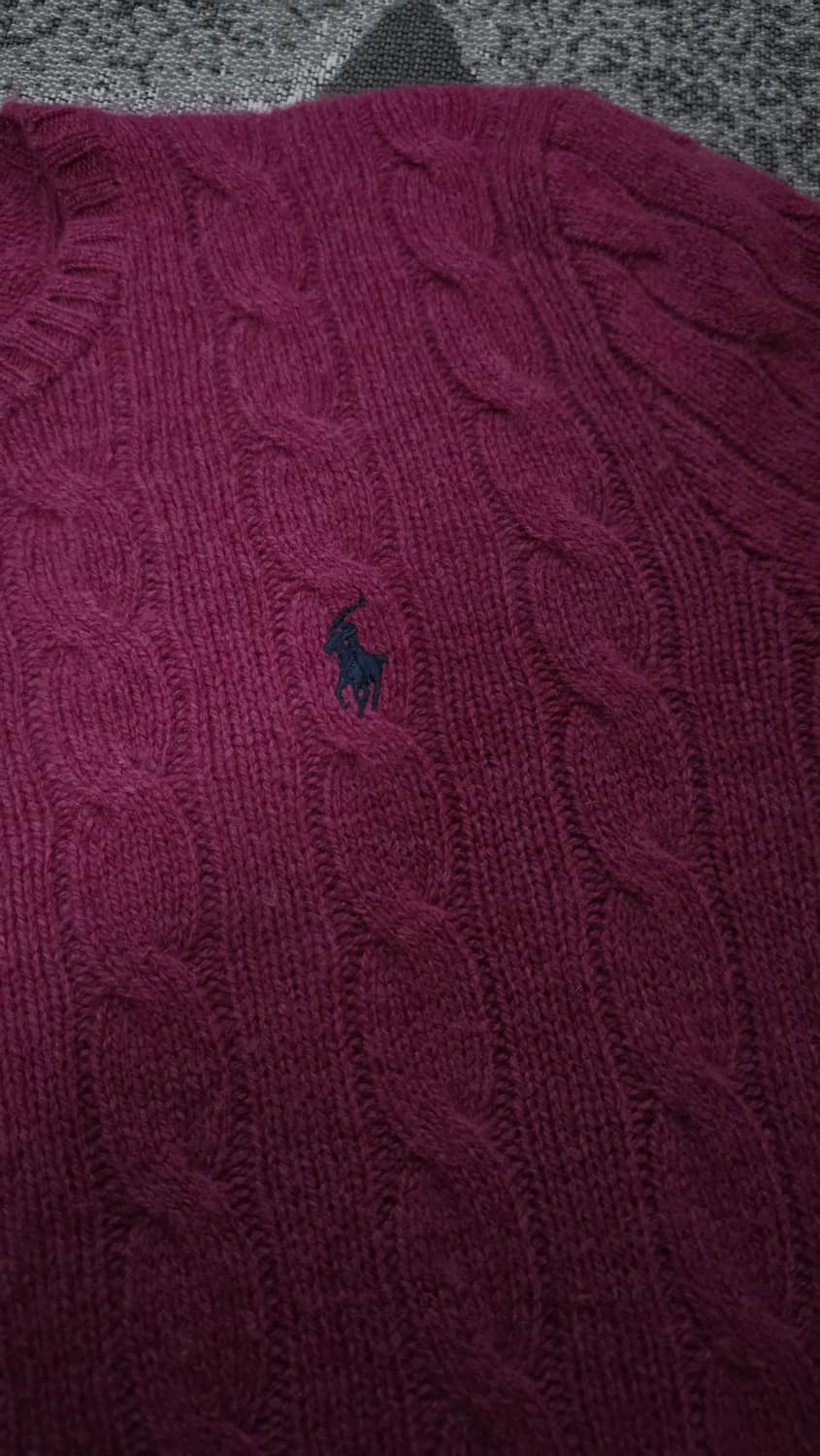 폴로 랄프로렌 울캐시미어 케이블 니트 버건디 S 상품이미지4