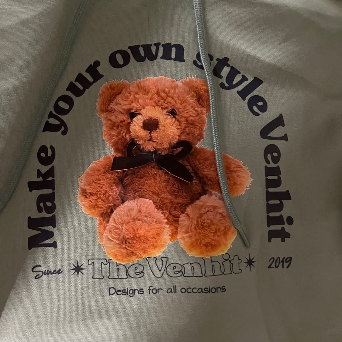 벤힛 민트 곰돌이 기모후드티 상품이미지2