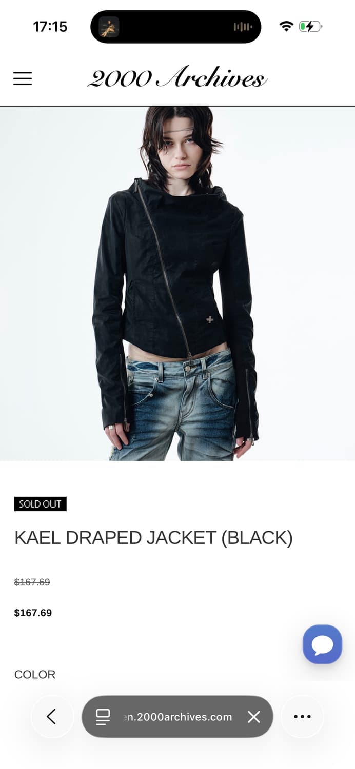 2000 archives KAEL DRAPED JACKET (BLACK) 상품이미지1