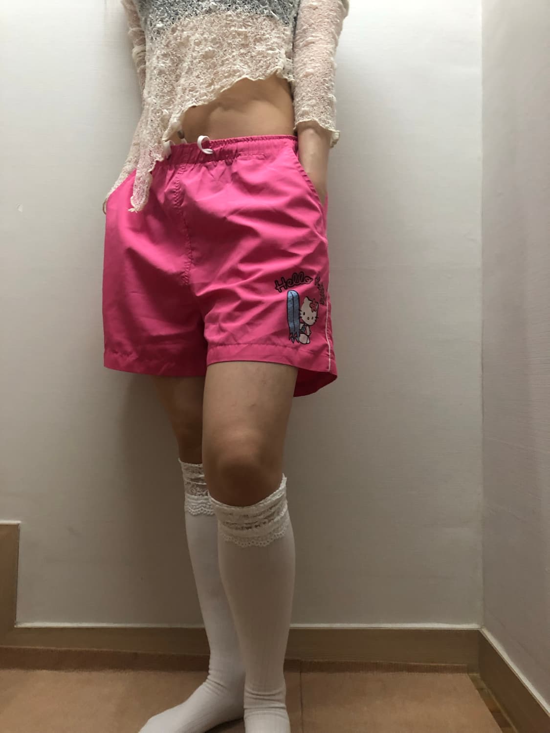 빈티지 헬로키티 핫핑크 팬츠 상품이미지7