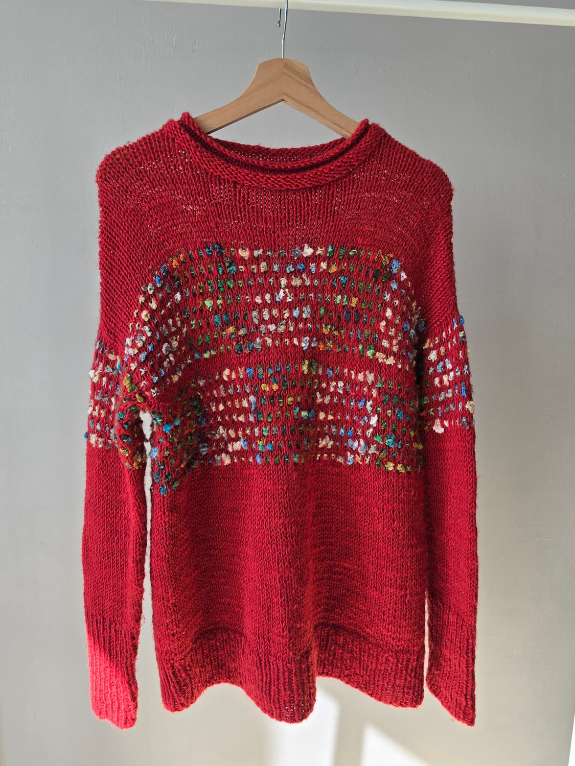 파리 핸드메이드 레드 믹스 컬러 울 니트 상품이미지2