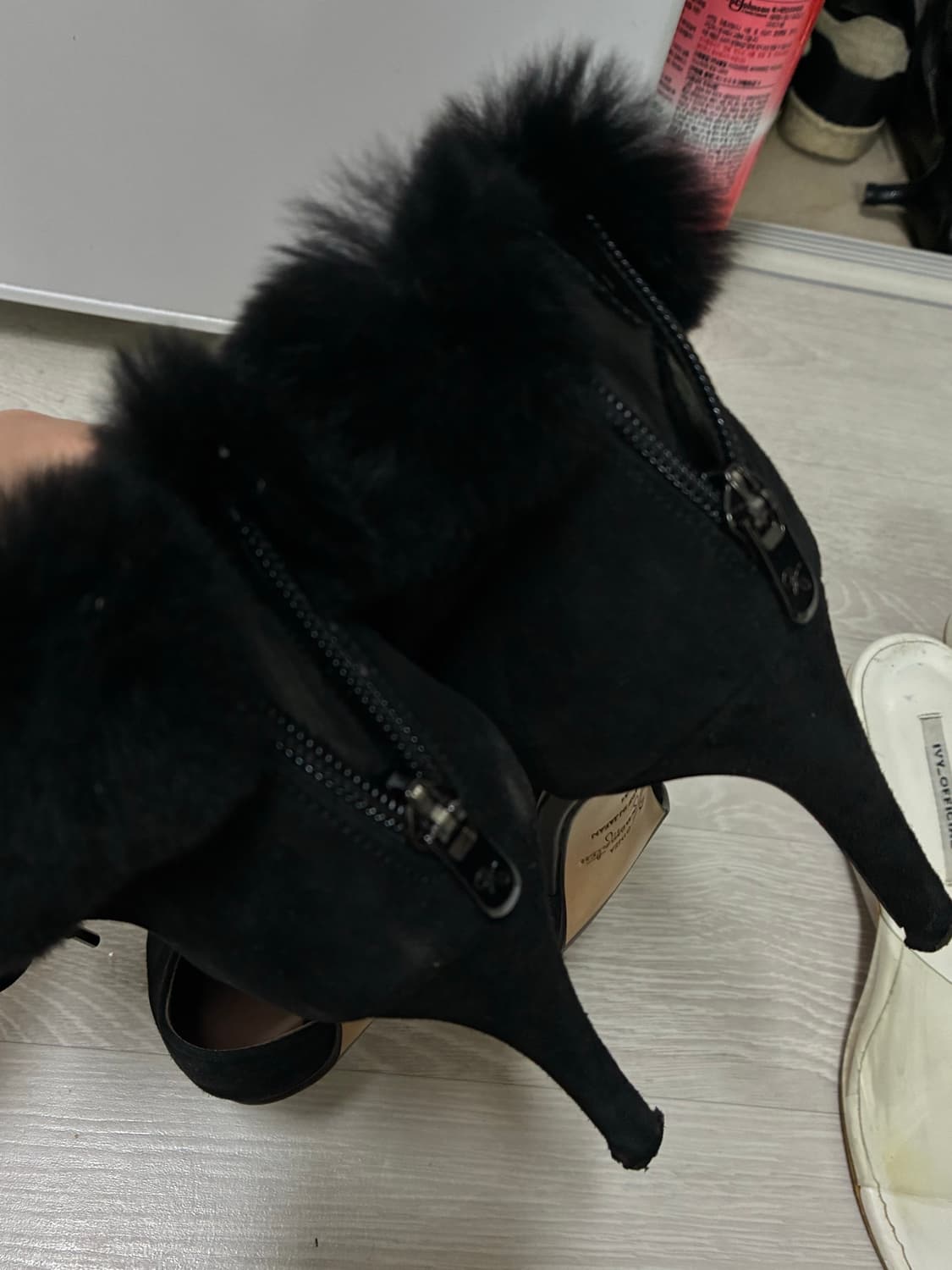 GINZA Kanematsu 긴자 빈티지 블랙 퍼 힐 상품이미지4