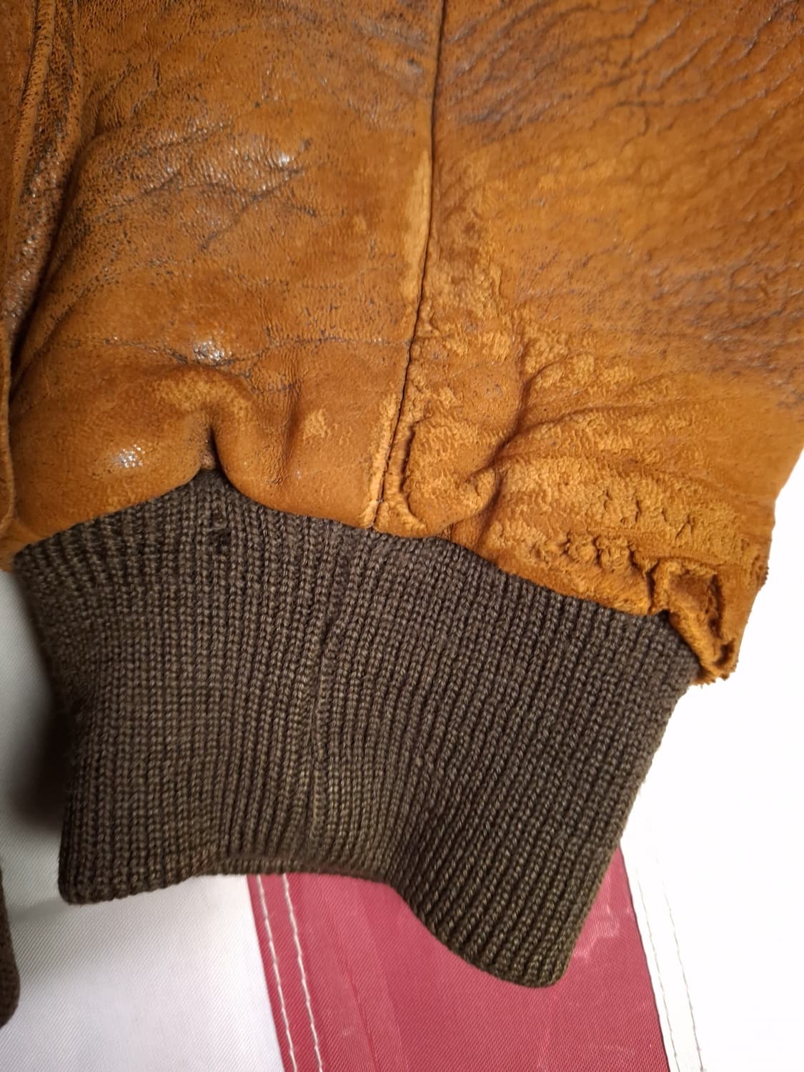 80's 국내산 리얼레더 밀리터리 MA-1 항공자켓 상품이미지8