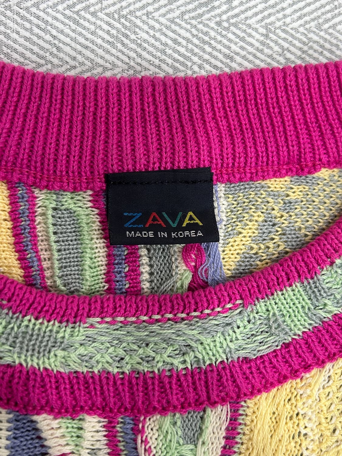 Vintage 쿠지스타일 에스닉 멀티컬러 케이블니트 상품이미지6