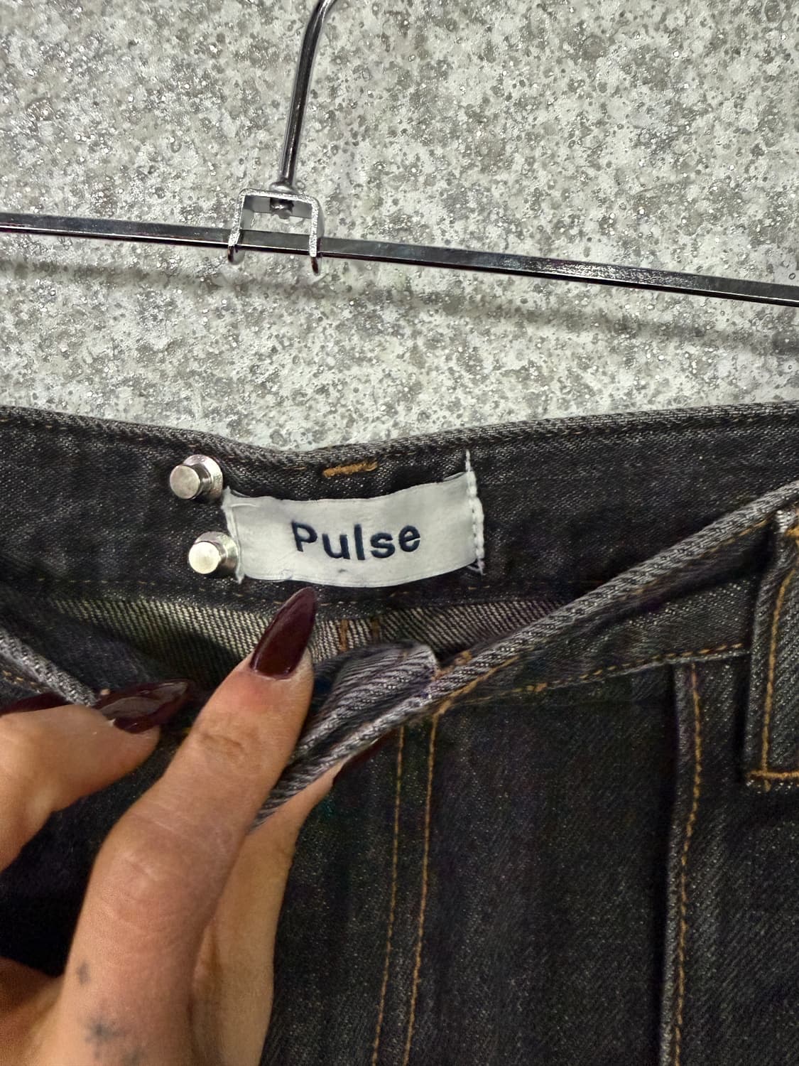 펄스 블랙 워싱 와이드 데님 팬츠 B4374 상품이미지5