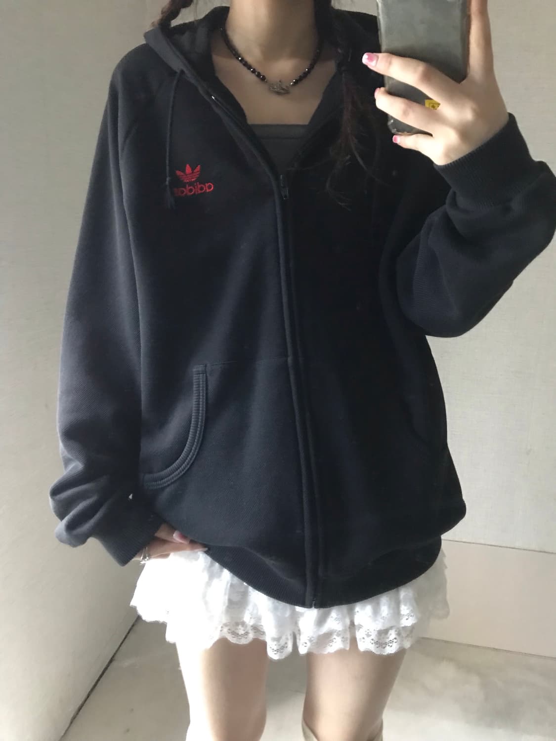아디다스 80s 데상트 검빨 후드집업 상품이미지2