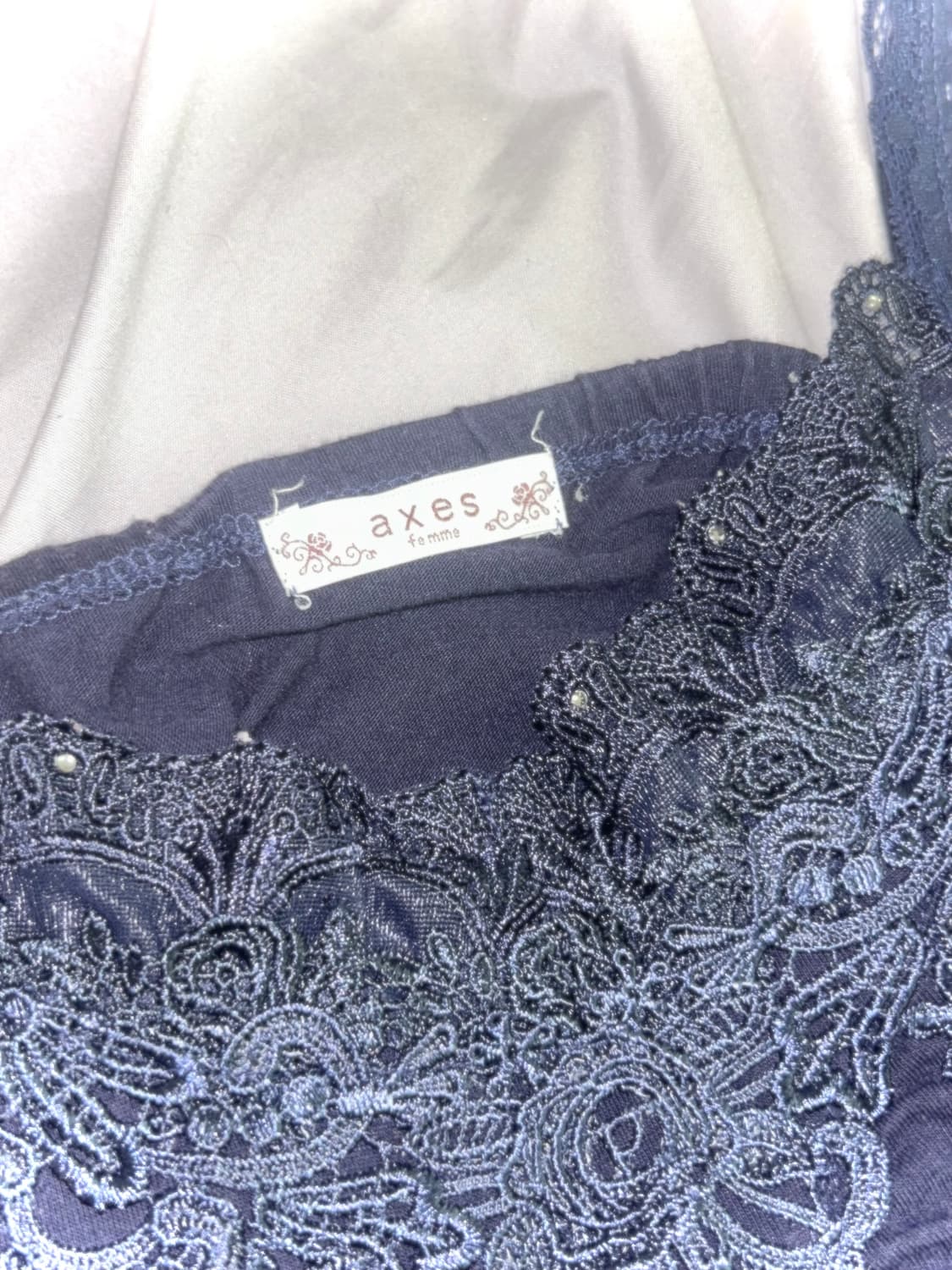 빈티지 엑시즈팜 네이비 레이스 르네상스 페어리 슬리브리스 갸루 y2k 상품이미지2