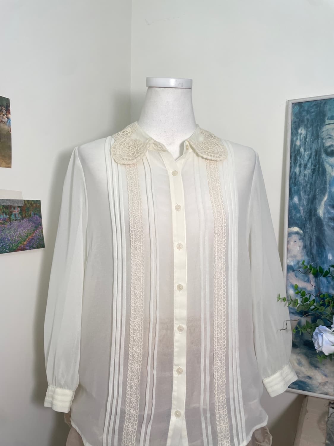 butterivory lace collar chiffon blouse 상품이미지5