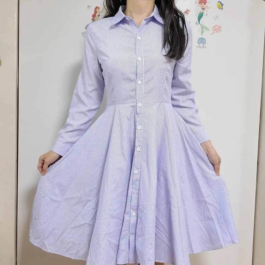 스트라이프 셔츠 롱원피스  상품이미지1
