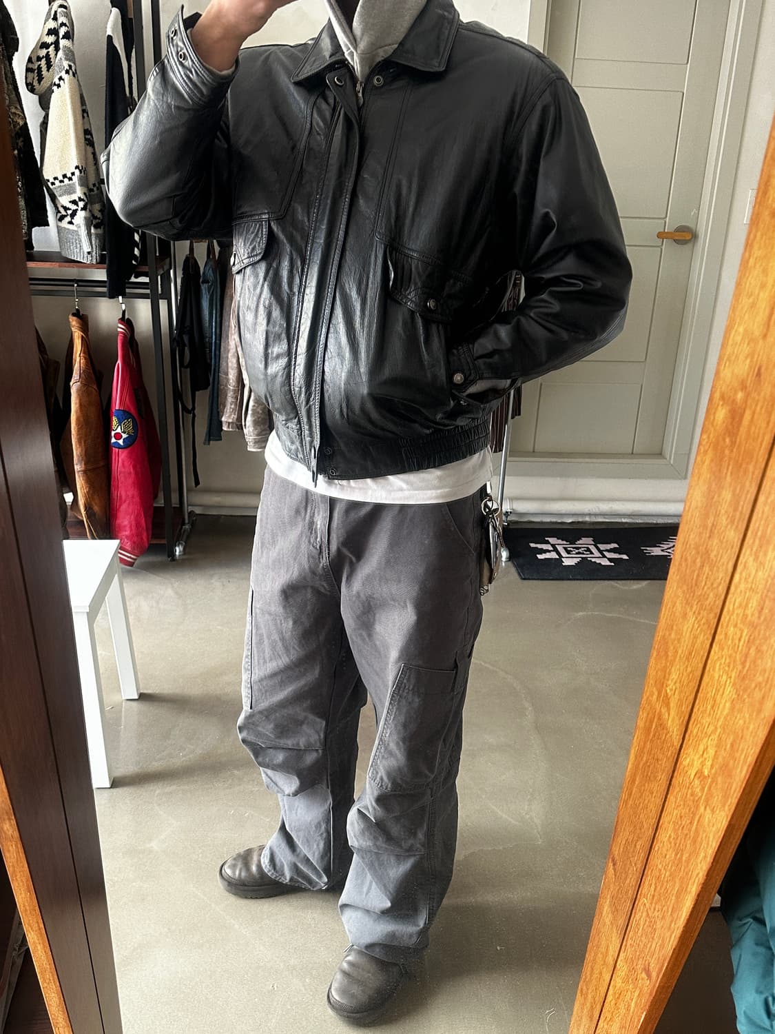 90s 오리지널 카운트다운 레더 블루종 자켓 상품이미지1