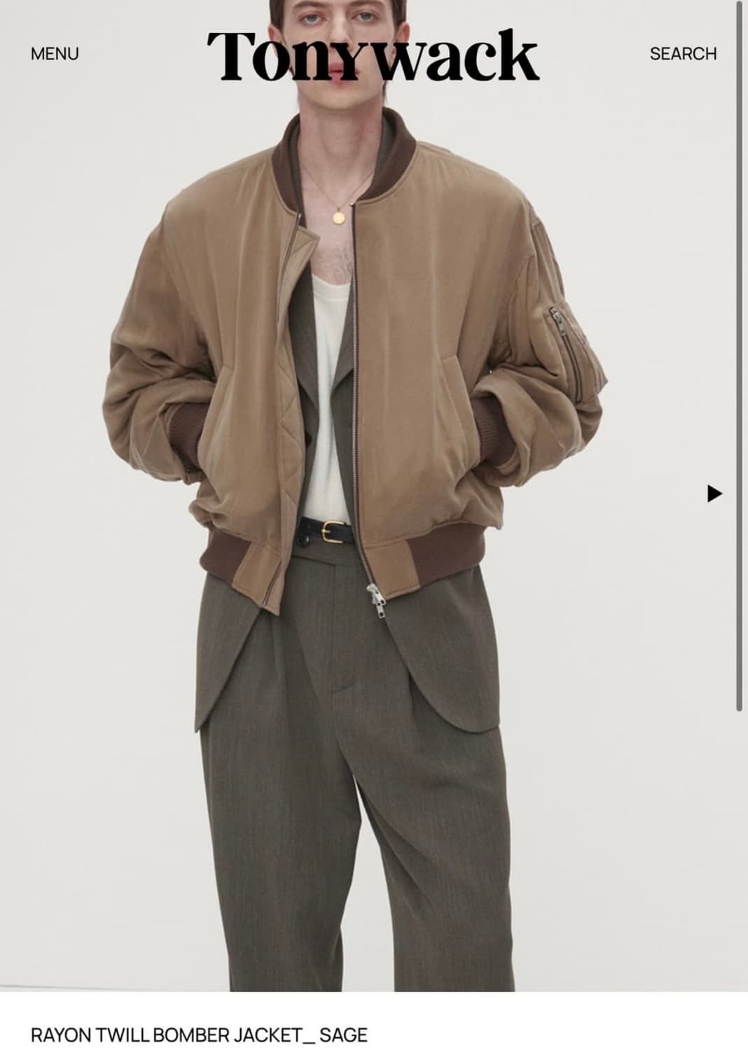 토니웩 레이온 트윌 봄버 자켓 세이지 L 상품이미지1