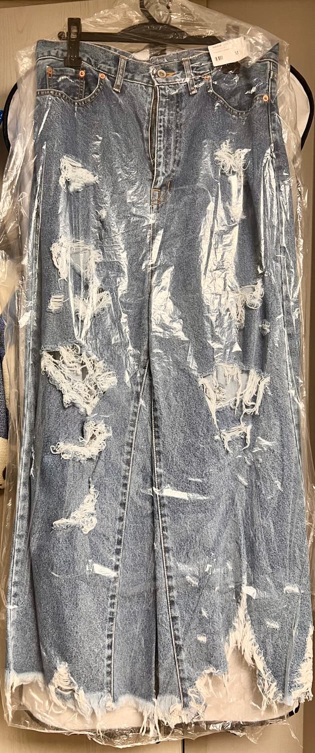 23ss 더블렛 디스트로이드 와이드 레그진 M 상품이미지3