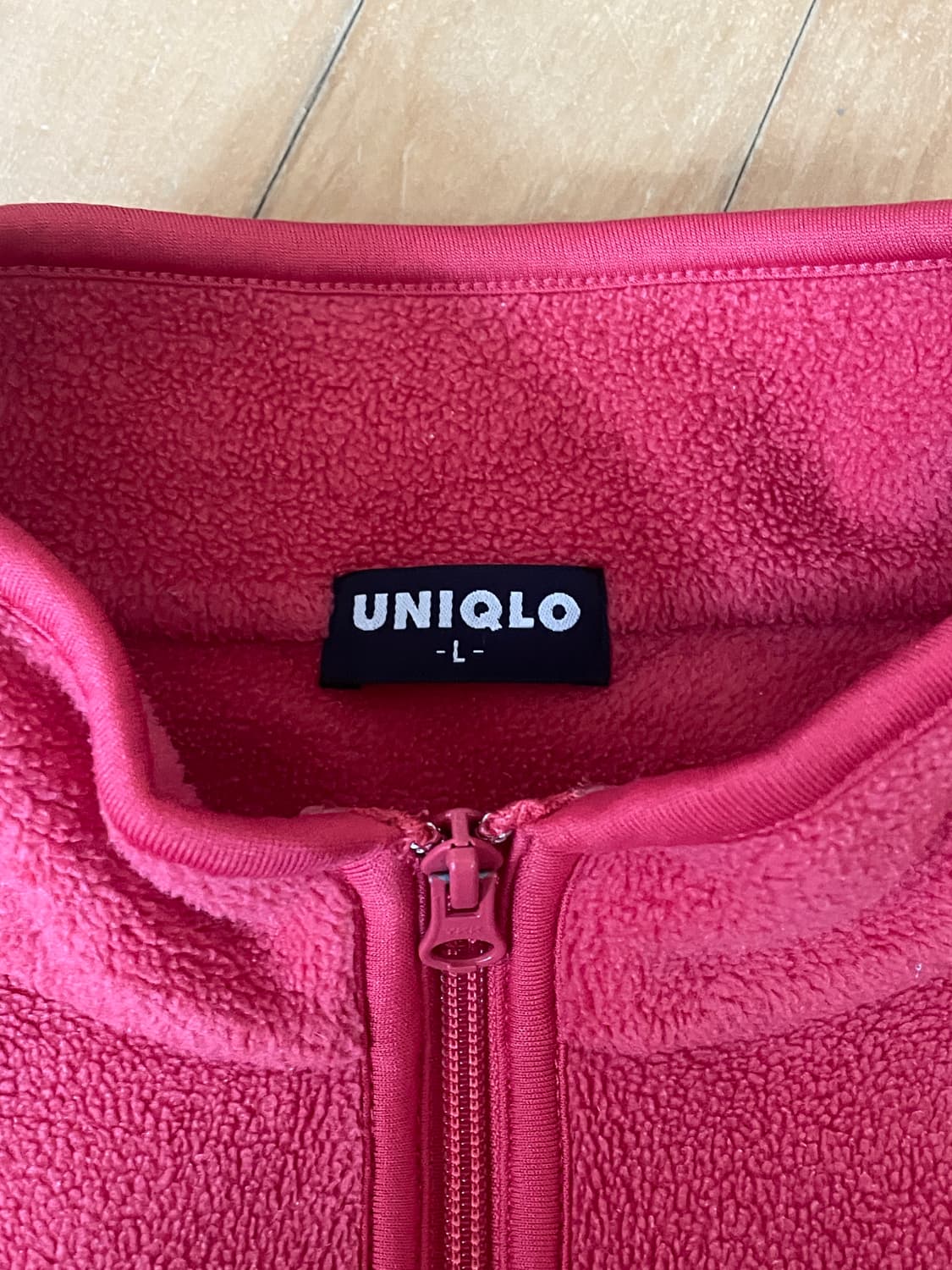 일본판 빈티지 유니클로 반집업 후리스 코랄색 상품이미지3