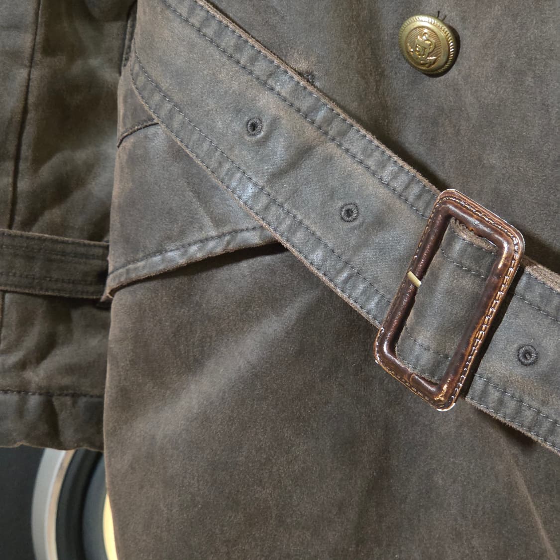 JPN 브라운 벨티드 더블 버튼 코트 상품이미지6