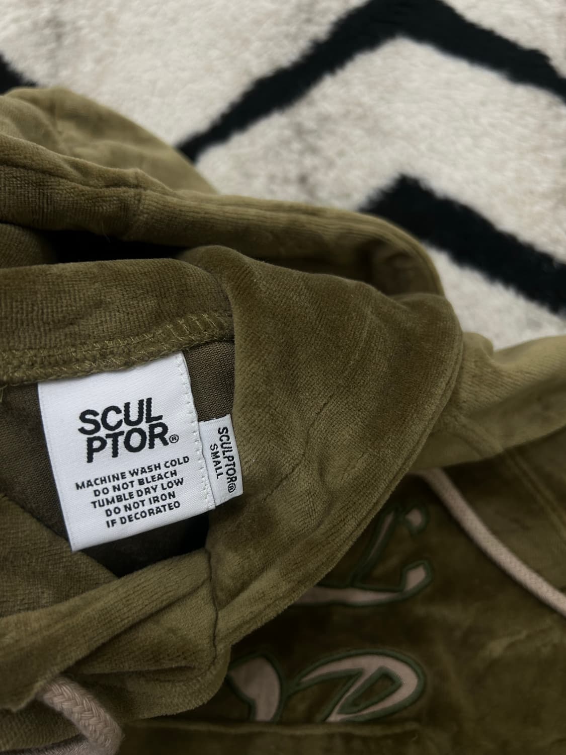 [S]스컬프터 벨벳 크롭 후드/짙은카키 상품이미지5