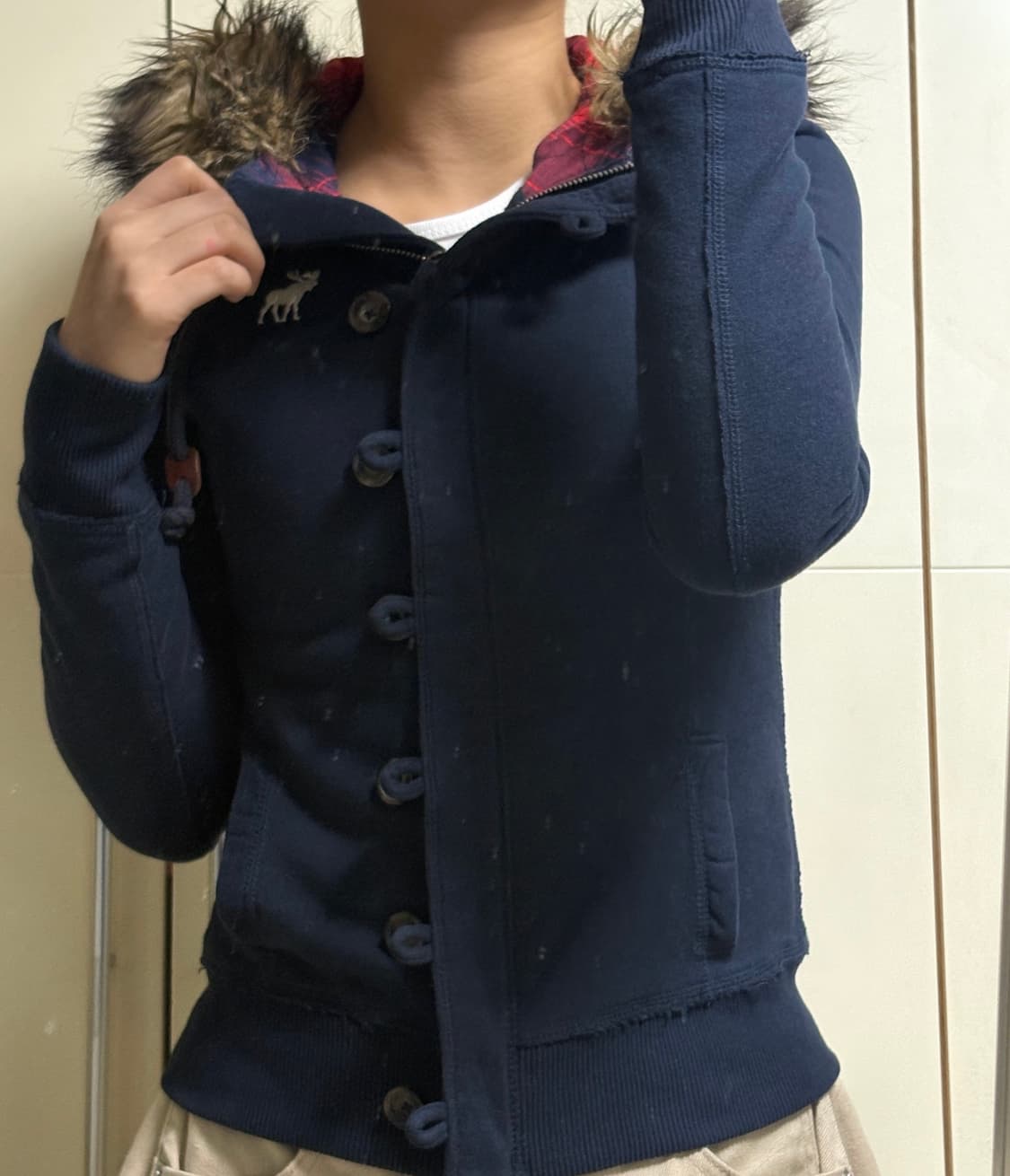 아베크롬비 퍼 울프죠 네이비 후드집업 상품이미지1