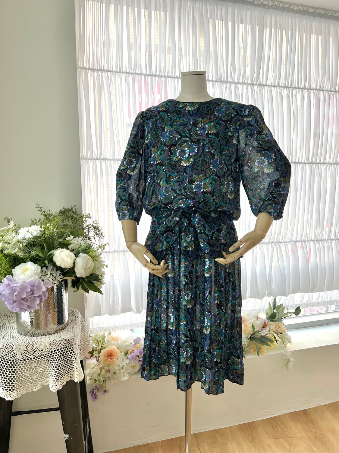 페이즐리 플라워 리본 원피스 상품이미지8