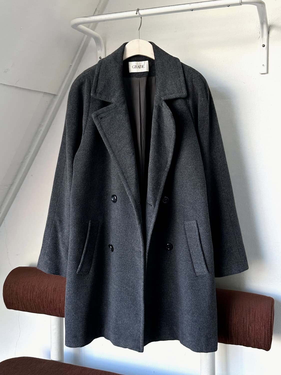 Angora blend brushed fabric mid coat 상품이미지5