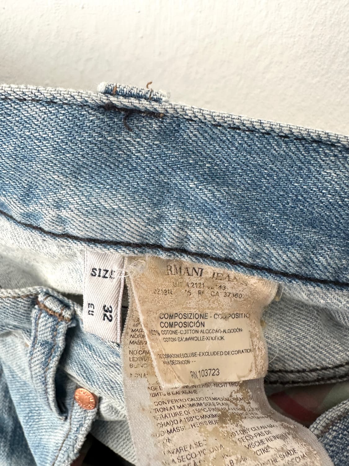 알마니 2000s 디스트로이드 블루 워싱진 상품이미지9