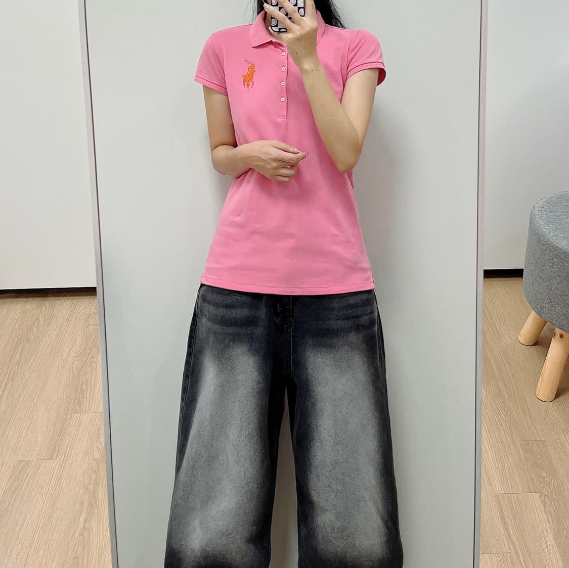 폴로 랄프로렌 빅포니 핑크 카라 반팔 티셔츠 상품이미지1