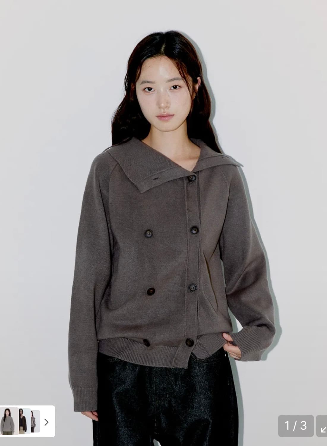 Oafish TWIN BUTTON CARDIGAN BROWN 상품이미지1