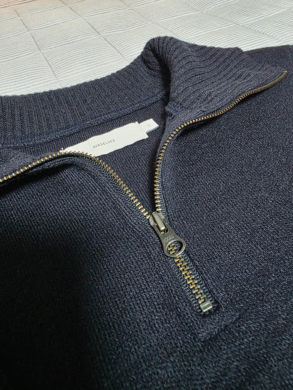 아워셀브스 파인 울 집업 니트 다크 네이비 2 상품이미지4