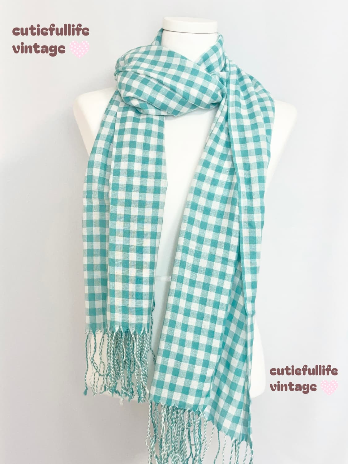 민트 체크무늬 스카프 상품이미지1