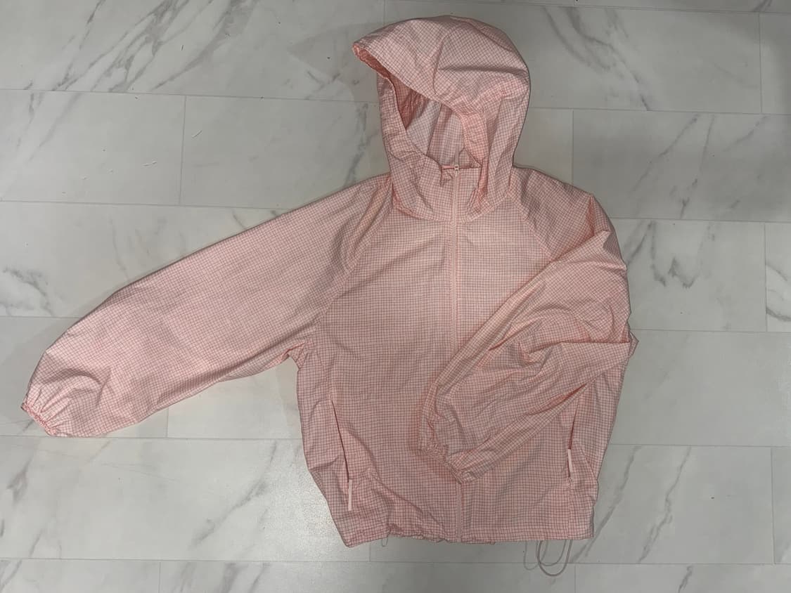 유니클로 포켓터블 UV 바람막이 체크 자켓 윈드브레이커 바막 S 핑크 상품이미지5