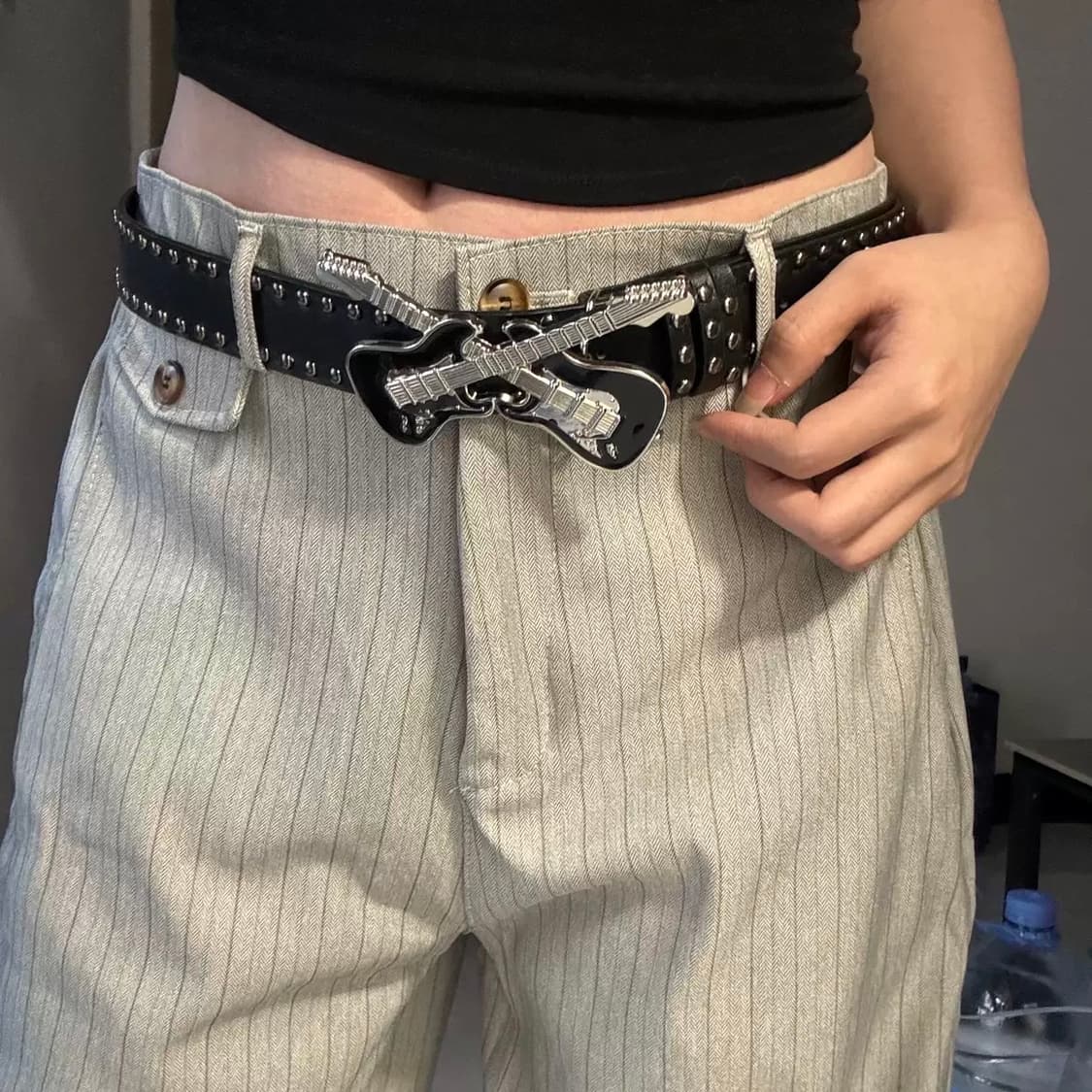 Punk guitar stud black belt  상품이미지6
