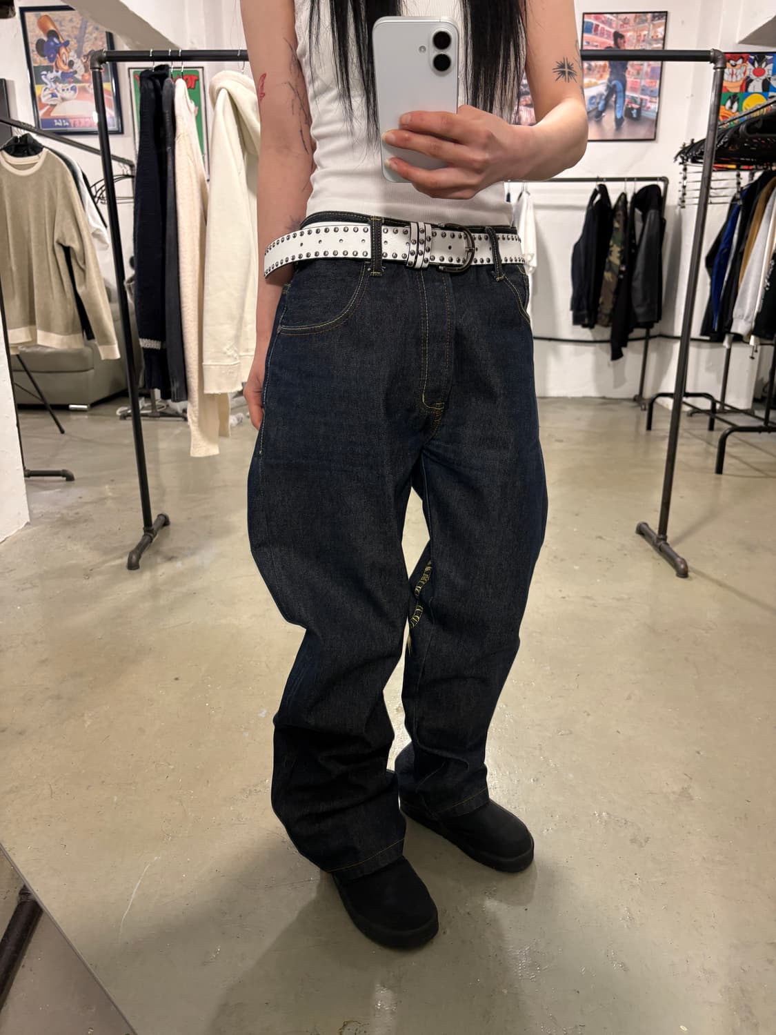 에비수 호랑이자수 데님팬츠  상품이미지6