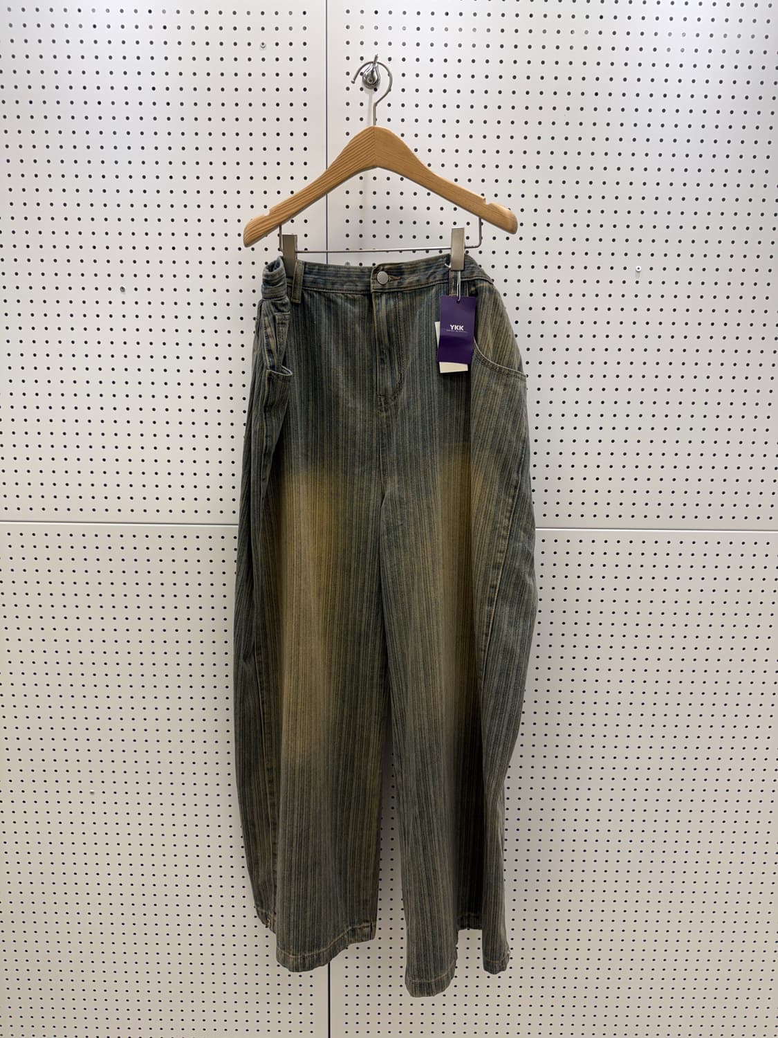 빈티지 ykk 스트라이프 와이드 벌룬핏 데님 팬츠 U1511 상품이미지3