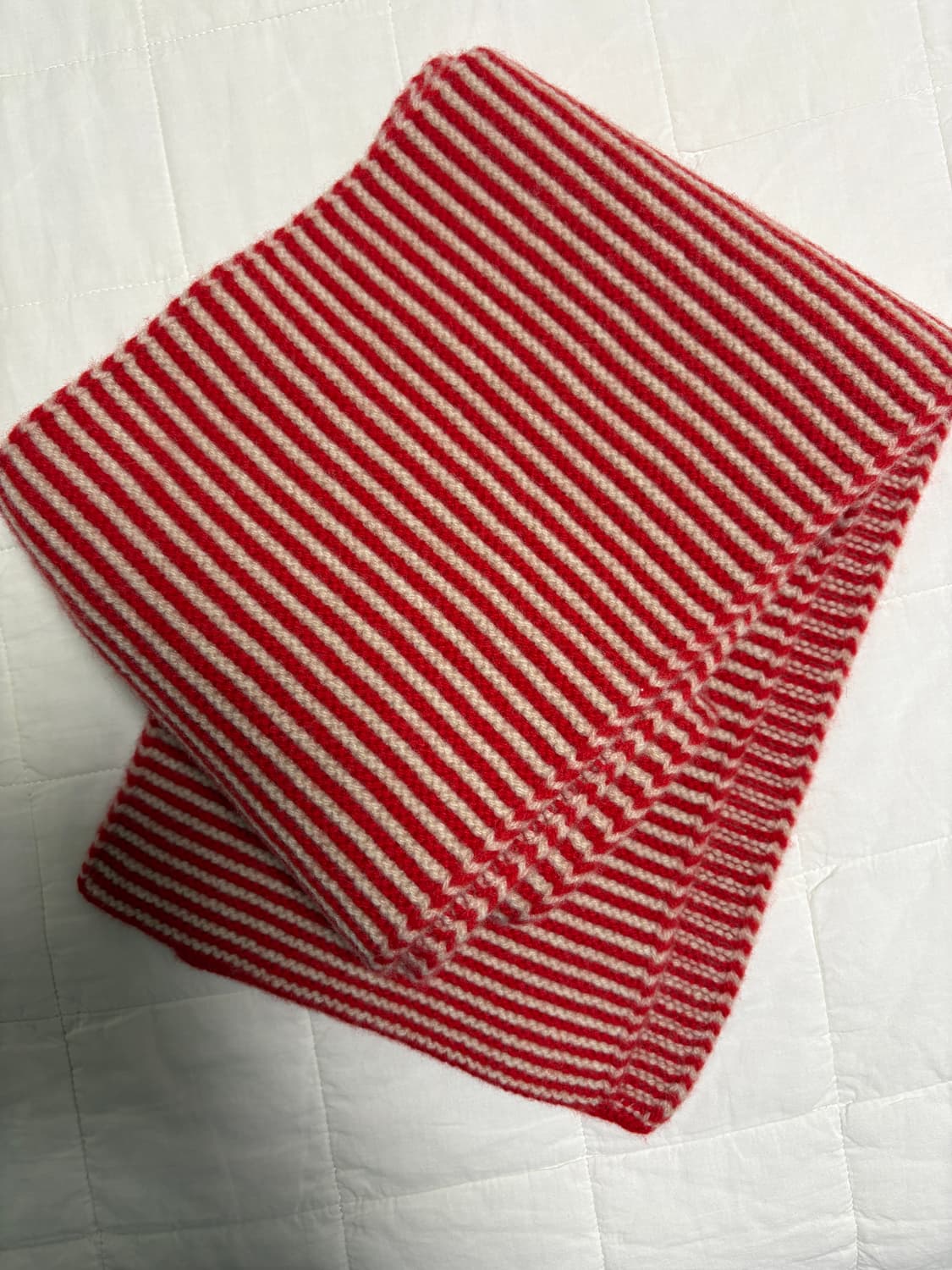 스트라이프 레드 울 머플러 목도리 새제품 상품이미지5