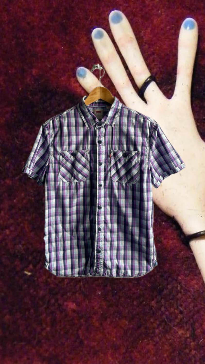Purple Check Half Shirt 상품이미지1