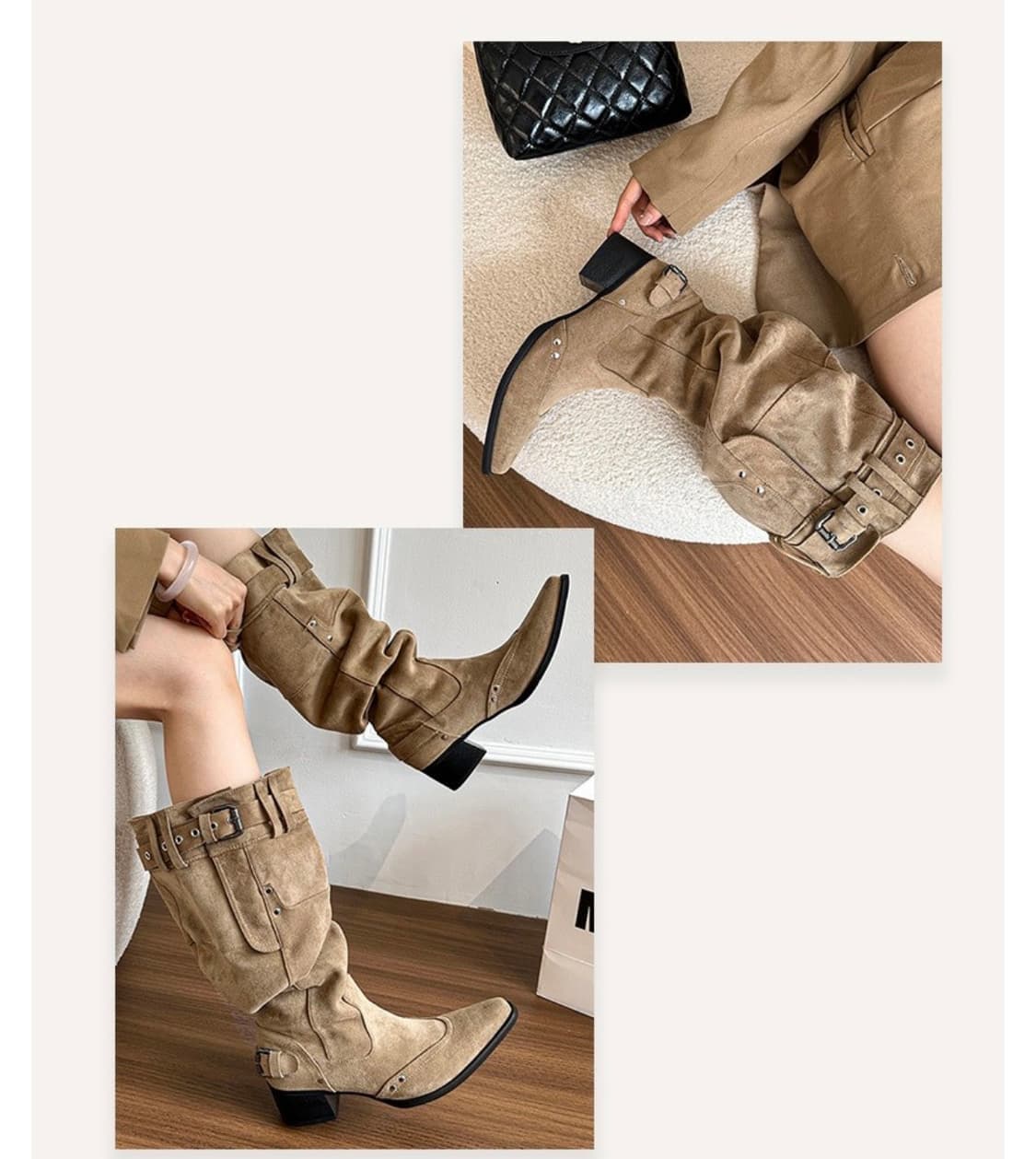 새것 페이퍼먼츠 루즈핏 와이드핏 웨스턴핏 세무가죽 롱부츠 230 착화감굿 상품이미지3