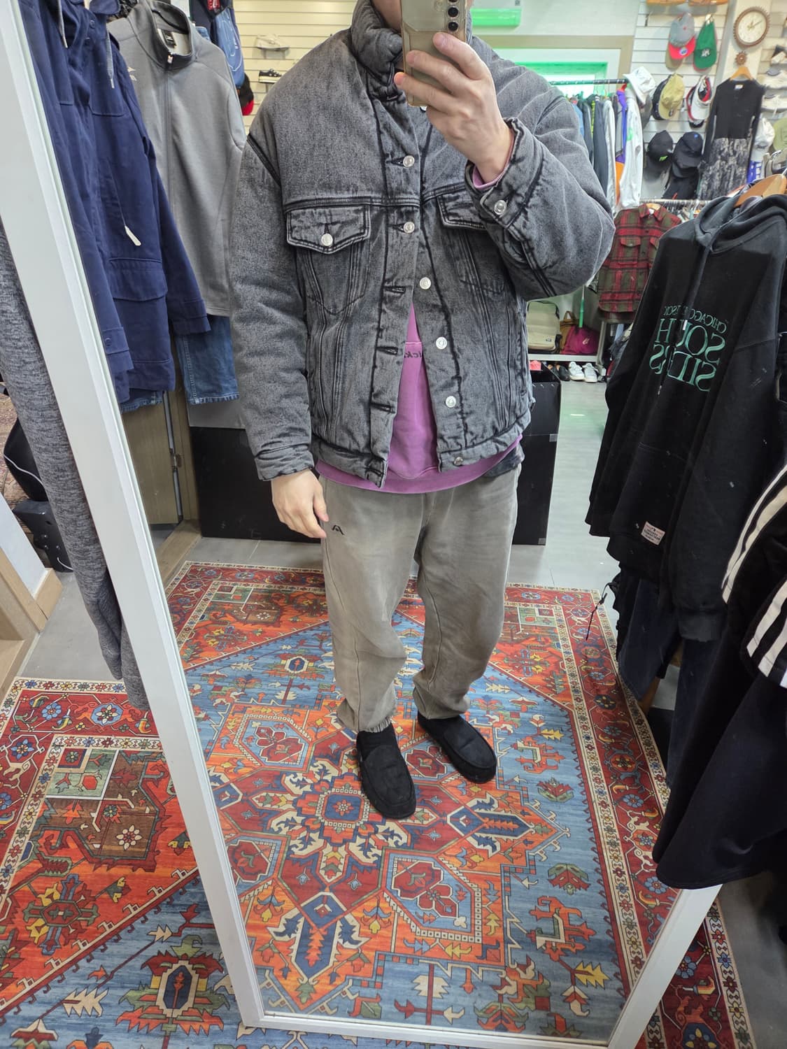 인터섹션 빈티지워싱 패딩 데님자켓 대략 L 오버핏  상품이미지5