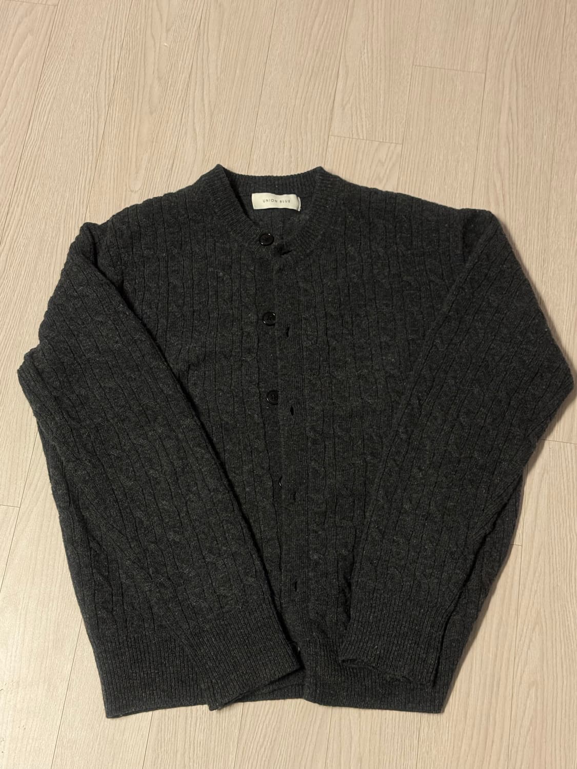 유니온블루 케이블 울 가디건 챠콜L사이즈 상품이미지4