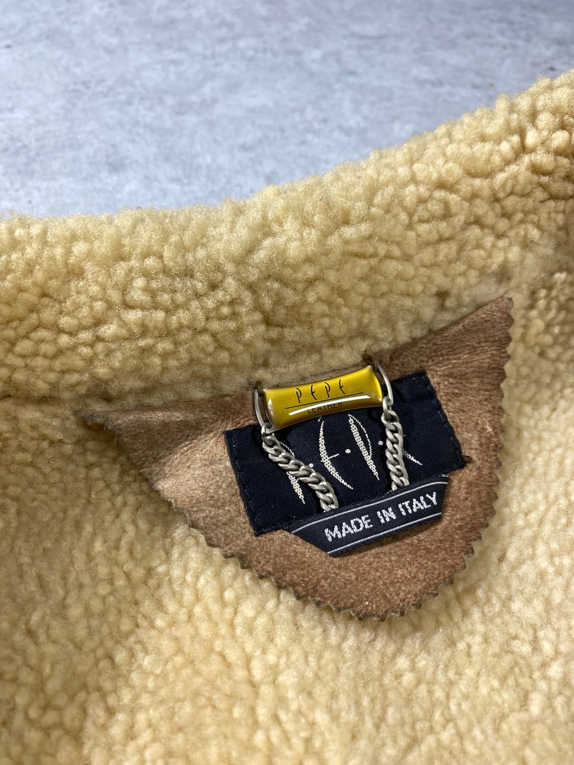 [M] 90s PEPE 이태리메이드 양가죽 시어링 레더코트 상품이미지7