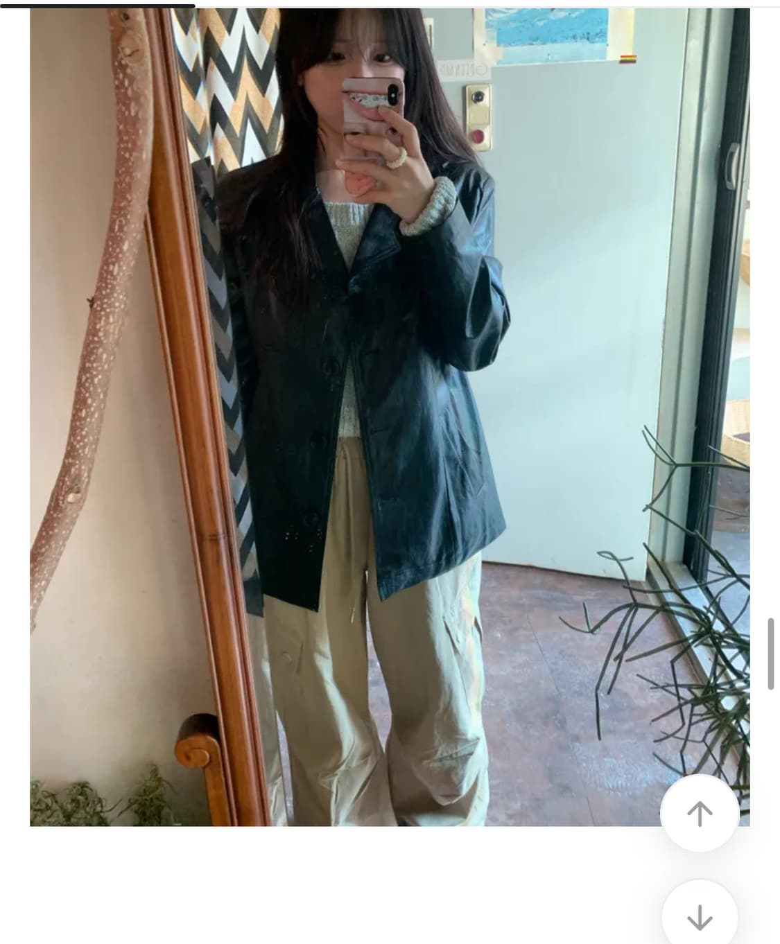 하우유 브이넥 레더 자켓 상품이미지3