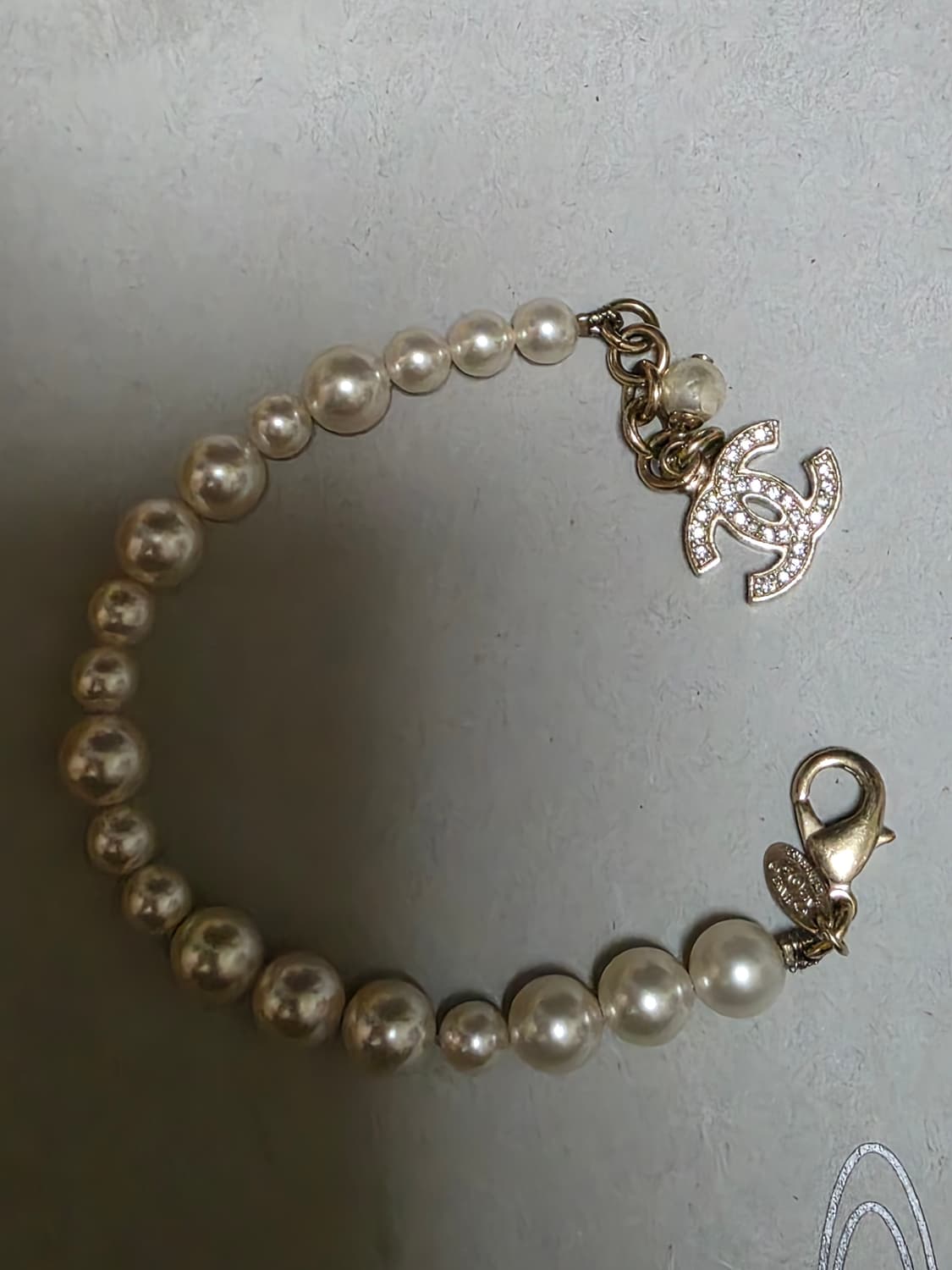 샤넬 CC 로고 스트라스 펄 브레이슬릿 진주 팔찌 상품이미지2