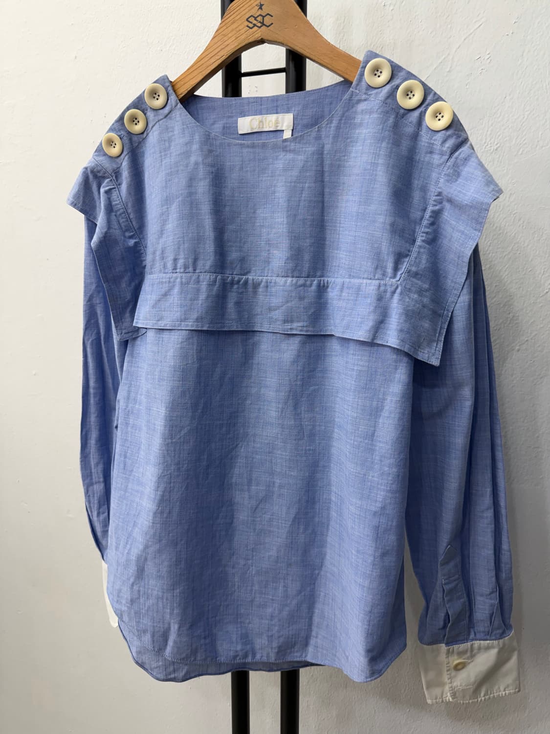 정품) 끌로에 블루 셔츠 긴팔 블라우스 38 상품이미지3