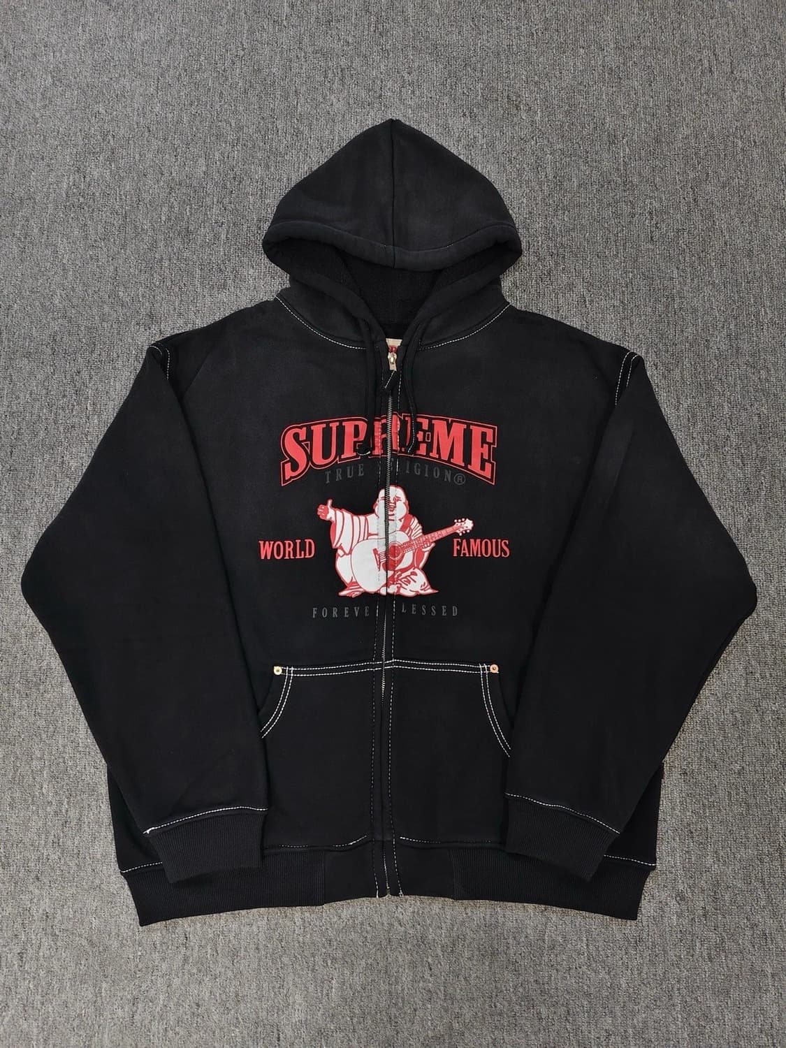 슈프림 x 투루릴리젼 후드 집업 블랙 L 상품이미지1