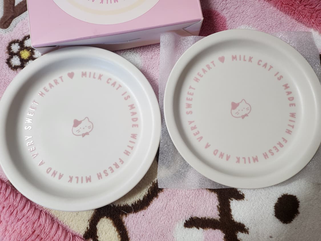 밀크캣 도자기 접시2개 세트 선물용 고양이 프린팅 상품이미지1