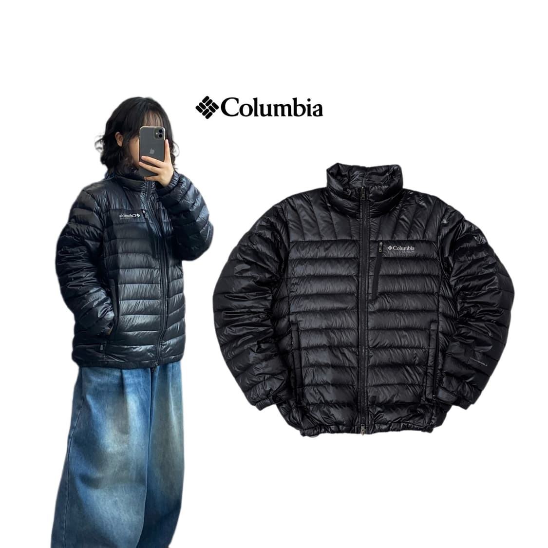 컬럼비아 애벌레 고프코어 경량패딩 블랙 상품이미지1