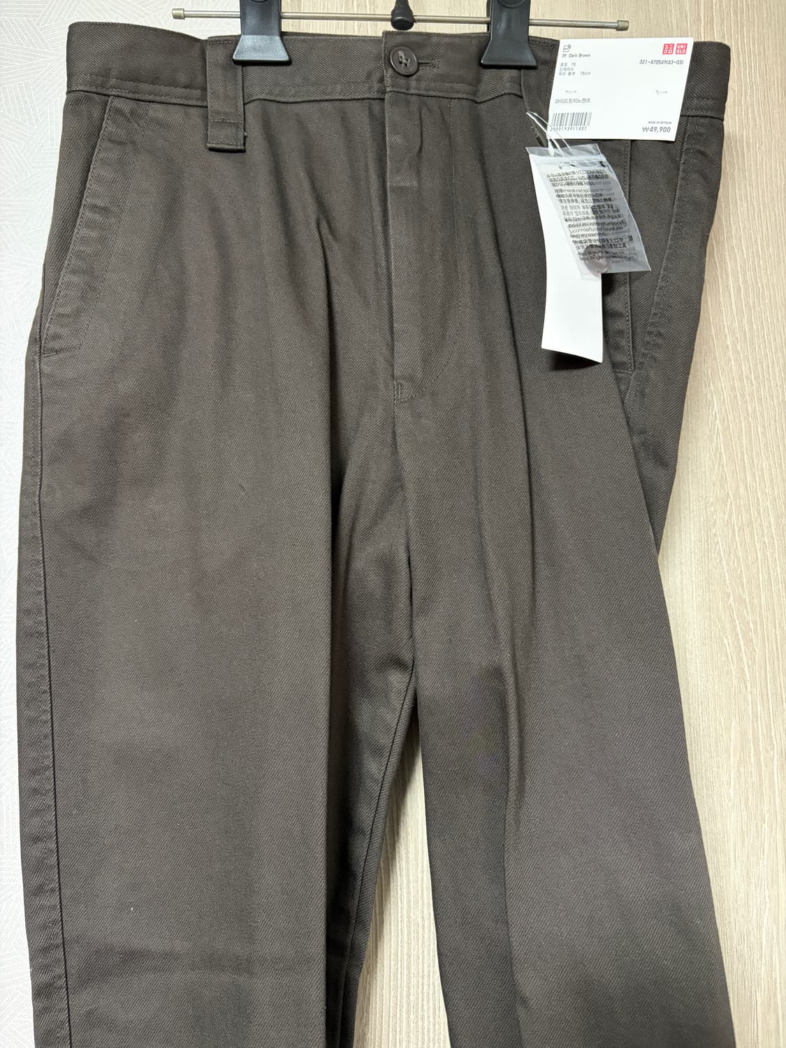 유니클로u 와이드핏치노팬츠 브라운 76사이즈 새상품 상품이미지1