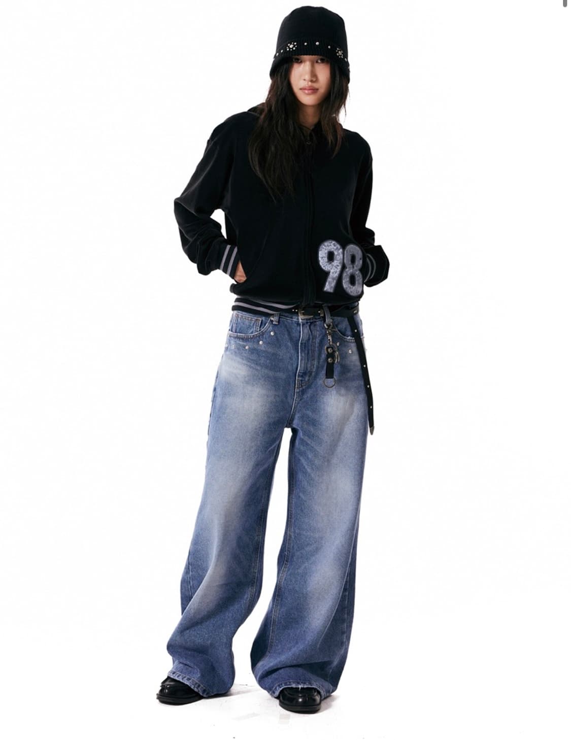 아캄 멀티 스터드 데님 팬츠 블루 상품이미지3