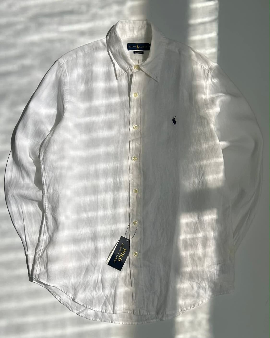 [M] 폴로 랄프로렌 현행QR 린넨 택채 새상품 화이트 셔츠 상품이미지1