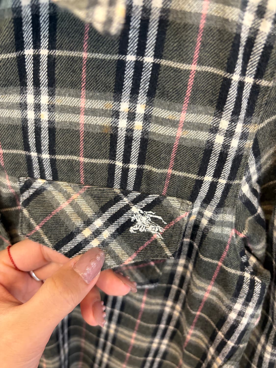 BERBERRY khaki pink check shirt 상품이미지2